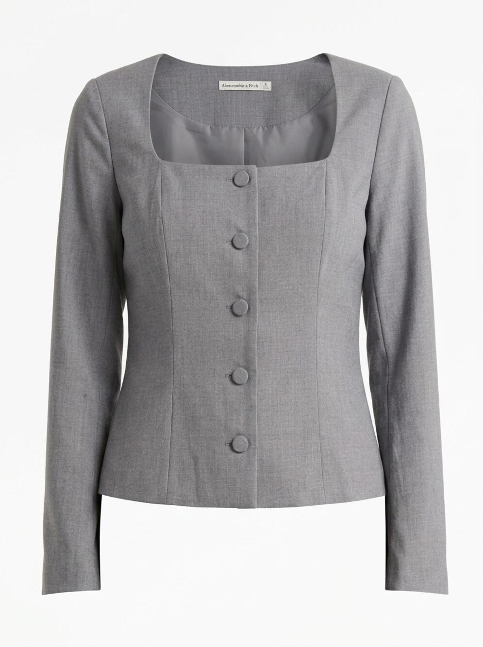 Abercrombie & Fitch Gray Square Neck Button Up Lined Jacket Women Size S